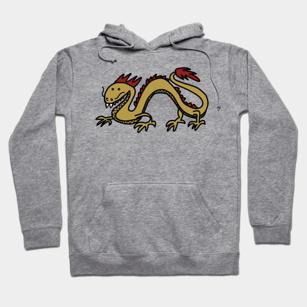 Dragon in Gold and Red Hoodie by ellenhenryart